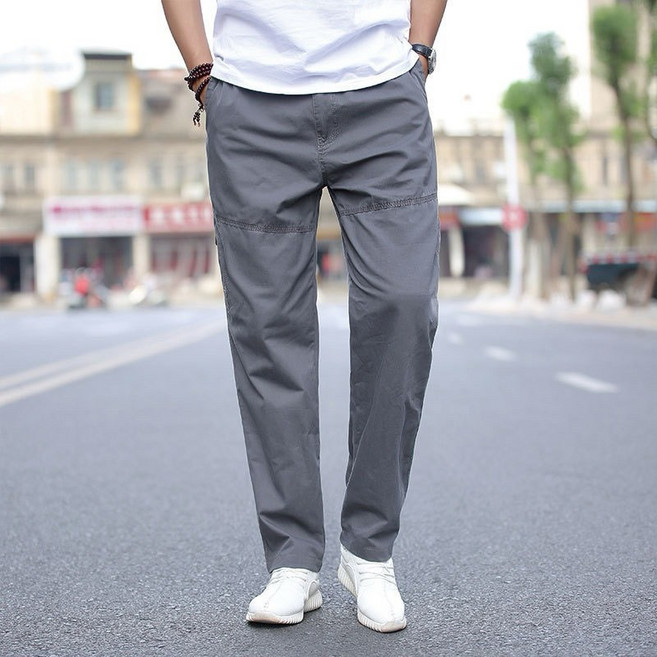 阿堯的店 寬鬆美式工裝褲 直筒長褲 多口袋薄款工作褲