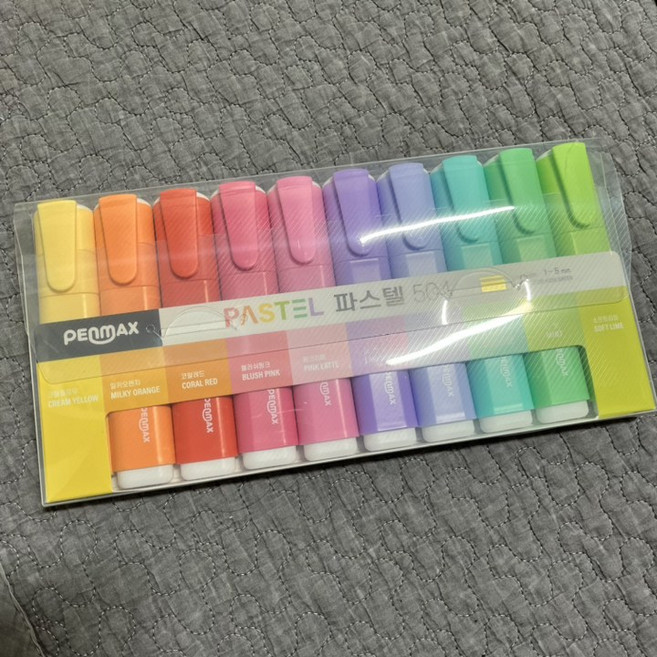 마일드 사각 파스텔 형광펜 10종 세트 504, 1개, 10색