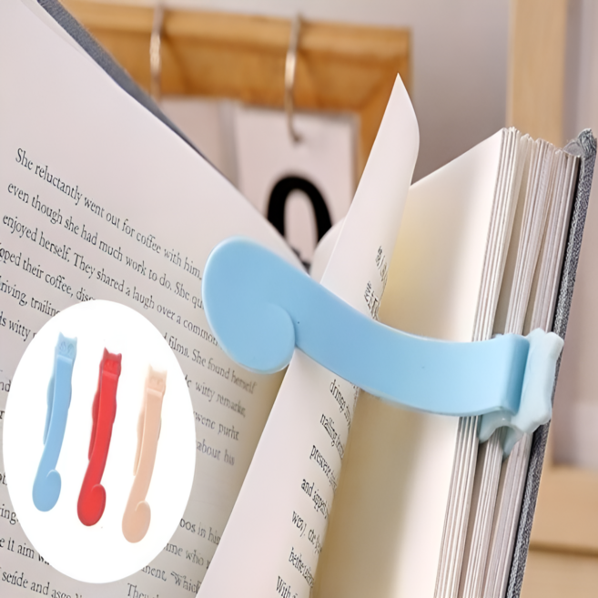 도도몰 북마크 실리콘 북 스토퍼 클립 3종, 1세트, 레드+블루+베이지