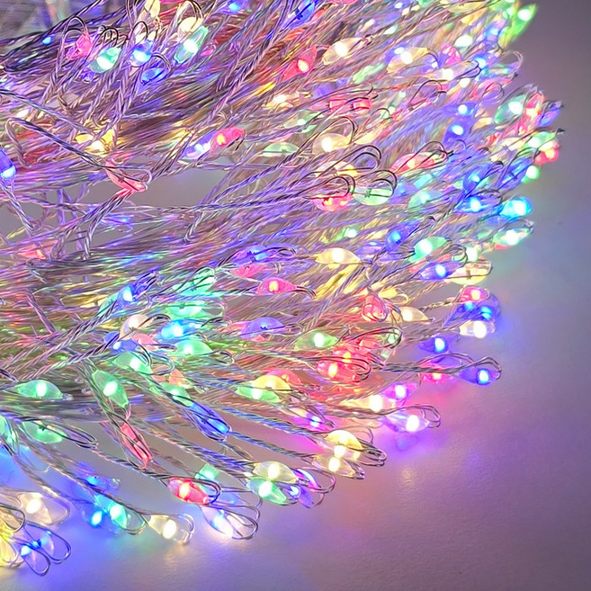 아리조명 LED 미리내 와이어 지네 전구 크리스마스 장식 줄 조명 30M 1000구 실버코팅, 칼라, 1개