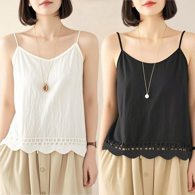 jieve 여성용 이너 섹시 봄여름 민소매 끈 나시 1+1 ZL041904