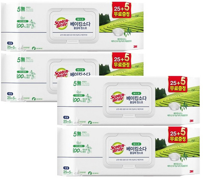 3M 스카치브라이트 베이킹소다 물걸레 청소포, 4개