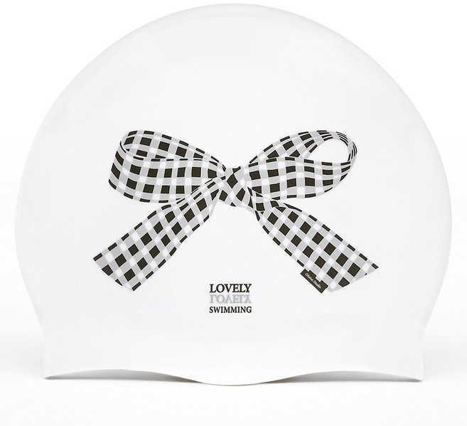 오호라스튜디오 링클 실리콘 수영모자, 깅엄체크리본 블랙그레이, 1개