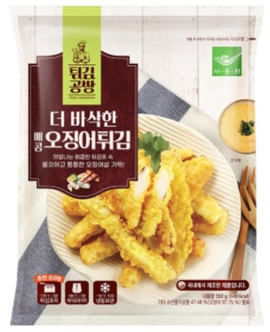 사옹원 튀김공방 더 바삭한 매콤오징어튀김 350g, 1개