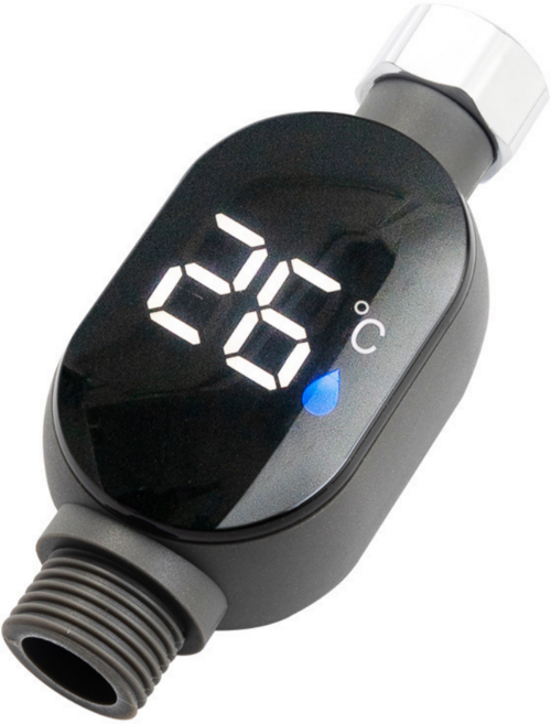 LED 무배터리 자가발전 샤워기 온도계, 그레이, 1개