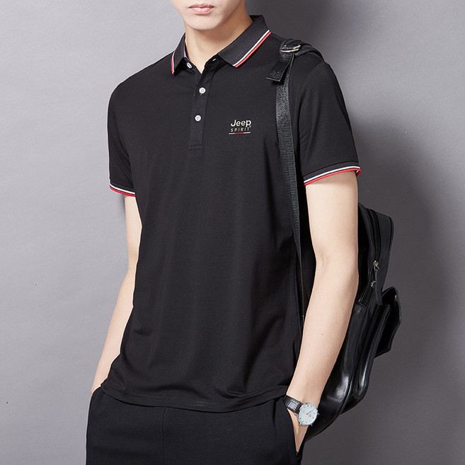 남자카라티 꾸안꾸 캐주얼 스판 면 통기성 빅사이즈 인싸 칼라넥 반팔티셔츠