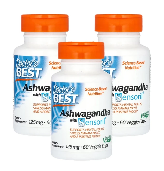 [3개 세트] 닥터스베스트 Sensoril 함유 아슈와간다 125mg 베지 캡슐 60정, 3개 - 쿠팡