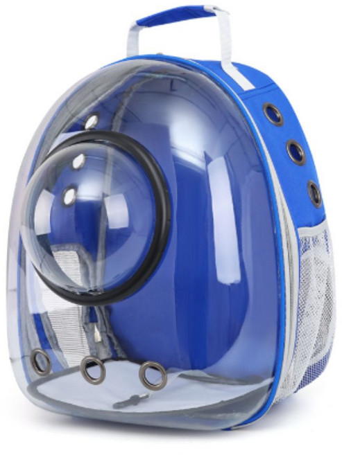 나나봉봉 반려동물 우주 캡슐 투명 백팩, 1개, 블루