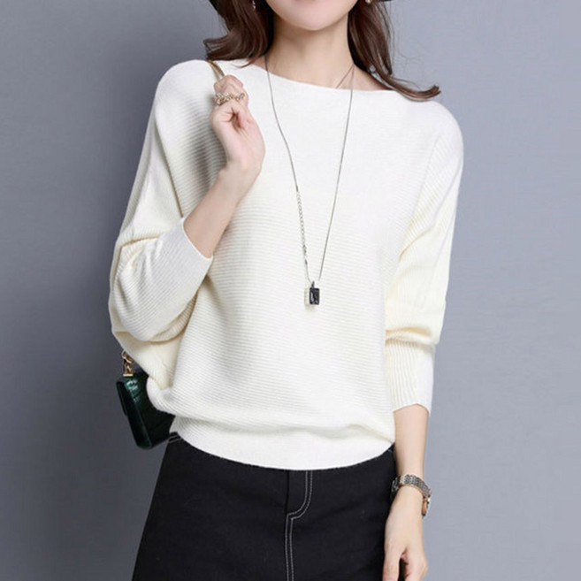 여성 입술넥 보트넥 가오리 홀가먼트 퍼프 어깨 트임 니트 슬림가오리입술넥니트