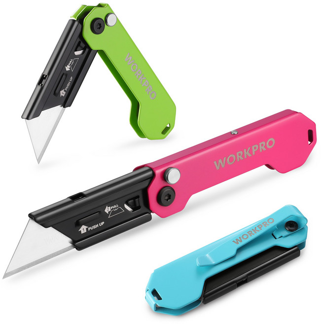 WORKPRO 3팩 접이식 유틸리티 나이프 커터칼 홈 스쿨링 필수, 1세트