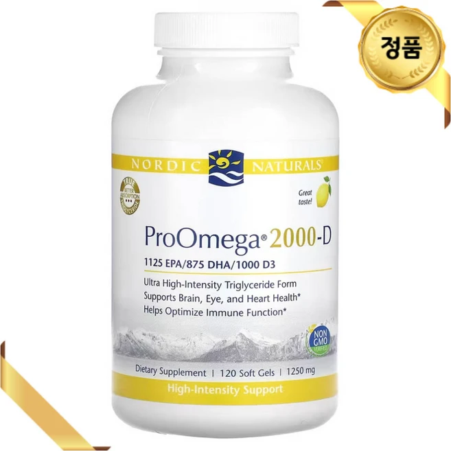 노르딕 내츄럴스 오메가3 1250mg 120 소프트젤 레몬맛 피쉬오일 토코페롤, 120정, 1개 - 쿠팡