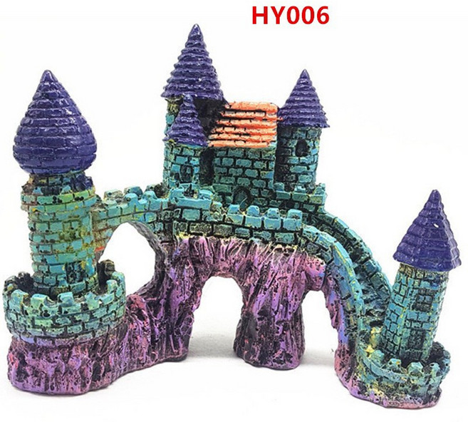一心 水族 多款水族箱裝飾擺件 樹脂工藝品 魚蝦躲避屋, 仿古城堡HY006, 1個