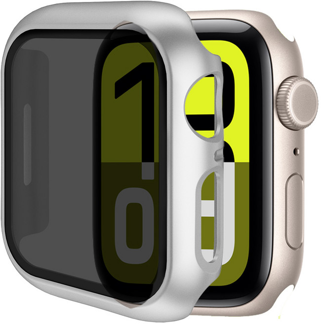 더조은셀러 사생활 보호 프라이버시 강화유리 케이스 애플워치 호환, 실버