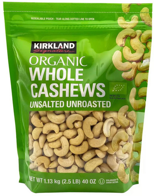 영국 커클랜드 Kirkland Signature Cashews Bag 굽지않은 무염 생 캐슈넛 견과, 6개