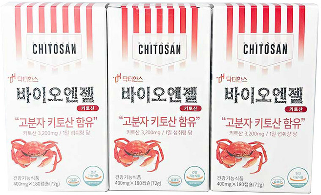 닥터한스 바이오엔젤 키토산 (180정), 72g, 3개