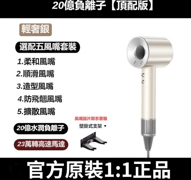 負離子吹風機 附5風嘴 110V恆溫高速吹風機, 陶瓷銀