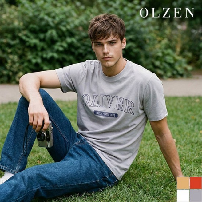 올젠 남녀공용 올리버 그래픽 라운드 반팔 티셔츠 ZMD2TR1303 A