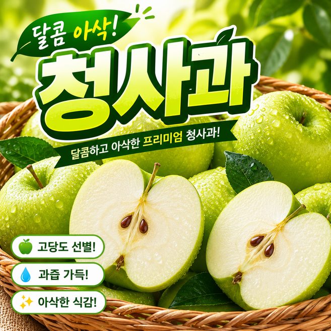 [산지직송] 프리미엄 청사과 썸머킹 아오리 사과 중대과, 1박스, 5kg(11~17과)