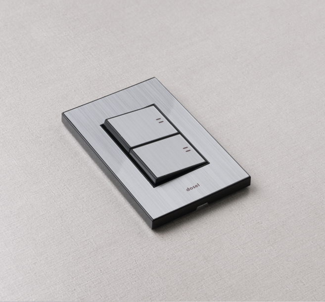 2구 스위치 전기스위치커버 LINES 실버, 1개