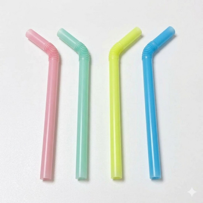 일회용 파스텔 꺾이는 빨대 자바라 대용량 개별포장 긴 빨대 혼합 21cm, 1세트, 500개