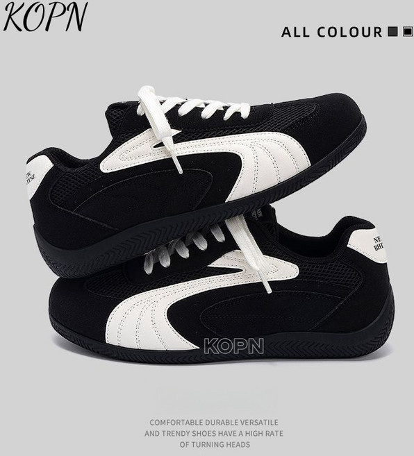 KOPN 여름 남성 두꺼운 바닥 캐주얼 판화 남성 통기 증가 검은색 커플 신발