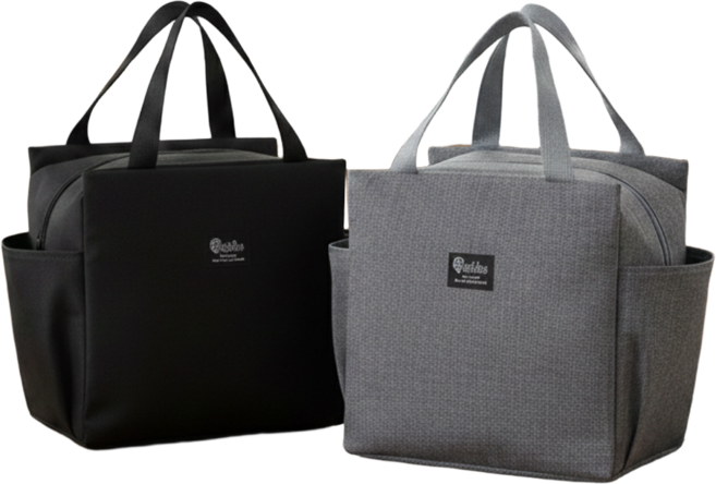 금손키친 데일리 보온 보냉백 도시락 가방 사이드포켓, 그레이, 1개