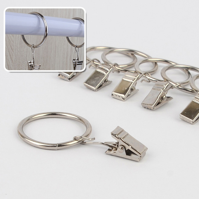 심플 디자인 커튼링 집게 세트, 대 (6P), 1개, 대 6P