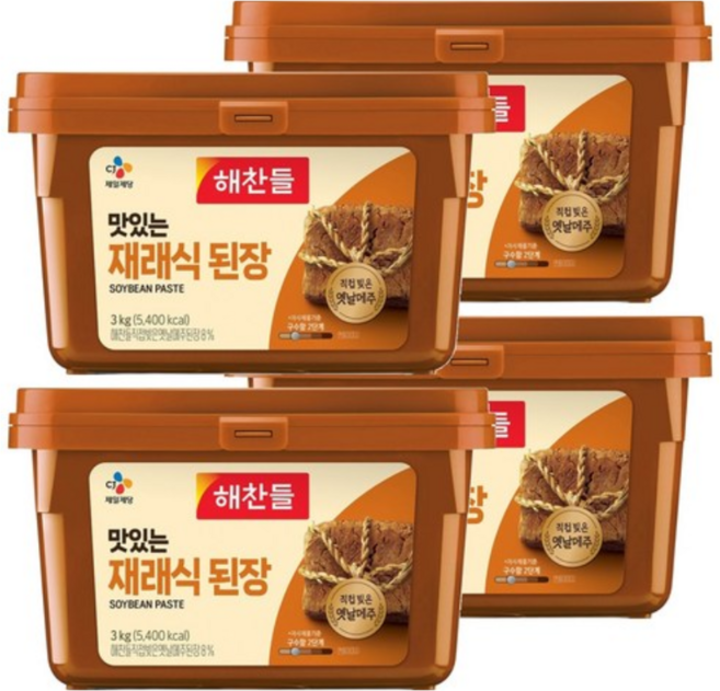 해찬들 맛있는 재래식 된장, 3kg, 4개