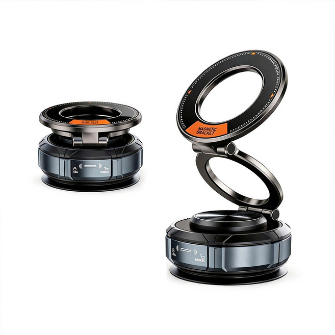 ROYAI ONE 진공 흡착 접이식 맥세이프 차량 거치대 360도 회전 차량용 핸드폰거치대, 진회색, 1개