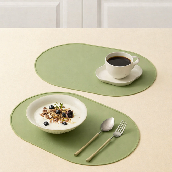 위빙픽 방수 실리콘 식탁 매트, 2개, one size, 그린