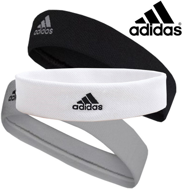 아디다스 스포츠 운동 땀 테니스 축구 헤어밴드 머리띠 (블랙), 화이트