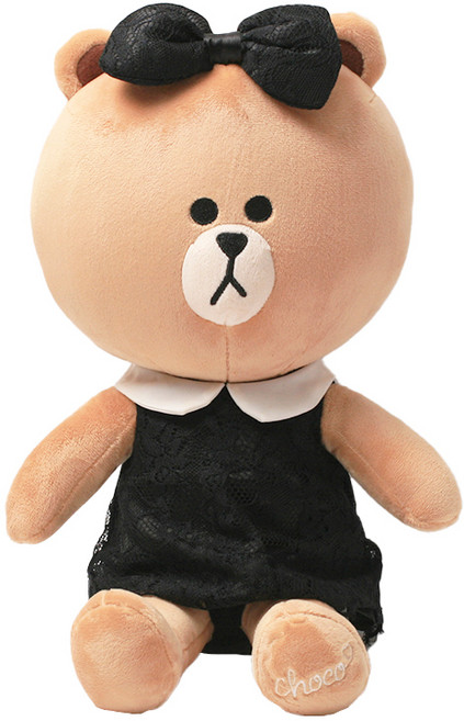 라인프렌즈 블랙레이스 드레스 초코 인형 곰인형 35cm
