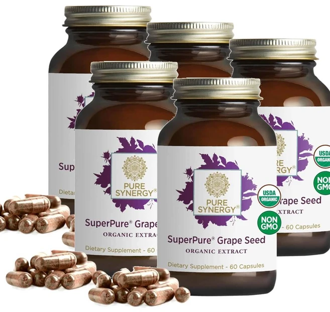 퓨어시너지 포도씨 추출물 캡슐 PURE SYNERGY SuperPure Grape Seed Extract, 5개, 60정 - 쿠팡