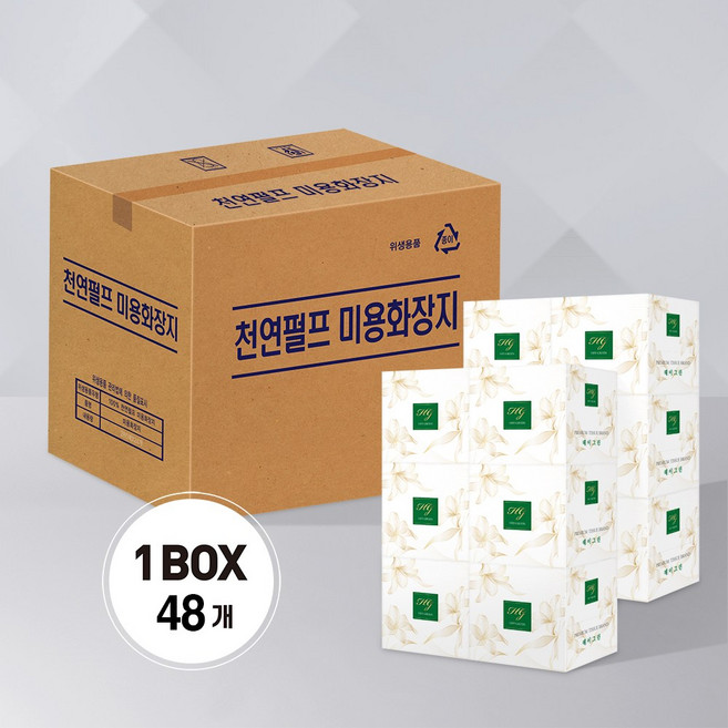 헤이그린 정사각 각티슈 250매 알뜰형 48개입, 48개