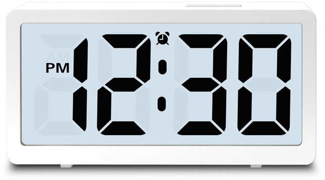 코비 AL-D17S-Big 무소음 LCD 알람시계 스누즈 알람, 화이트