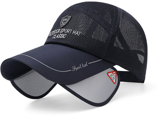 접이식 긴챙 볼캡 메쉬 슬라이드 썬캡 여름 캡모자, 네이비, 1개