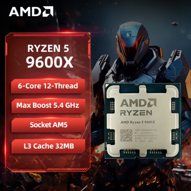 AMD 라이젠 5 9600X AMD R5 9600X CPU 6코어 12스레드 5.4GHz 언락 데스크탑 프로세서 소켓 AM5 게이밍 CPU, 01 CHINA