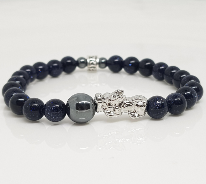 성공 재물 청사금석 재물 비휴 팔찌 행운 목기운 보충 파란 남색 원석팔찌 합장주 염주 불교 패션염주 맞춤 팔찌제작 동경스톤
