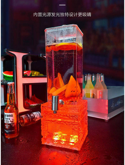소주디스펜서 자동소주기계 혼술메이커 라운드 맥주 디펜서 칵테일 및 소다스트림 음료 3L, Colourful lighting