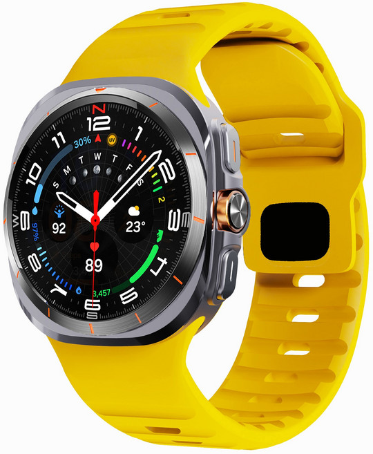 밴드톡 갤럭시워치 호환 울트라1/2 7 6 5 4 프로 마린 물결무늬 스포츠 실리콘 스트랩, 노란색