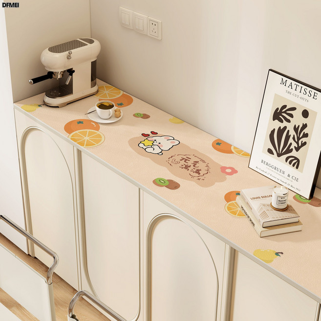 DFMEI 餐邊櫃桌墊鞋櫃防髒墊玄關酒櫃長條桌布2025新款電視櫃檯面保護墊, 1個, 50*140cm, A元氣每一天 【二代升級防滑款】