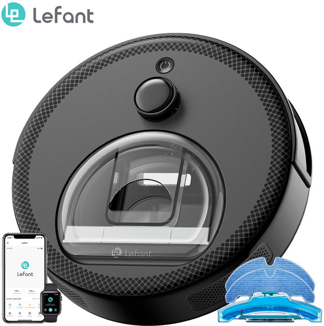 Lefant M330 Pro 프리미엄급 물걸레 로봇청소기 초슬림한 디자인 다기능 앱제어 (25년 최신 버전), 블랙