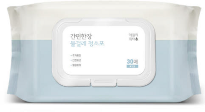 데일리워터 간편한장 물걸레 청소포 캡형 30p, 4개