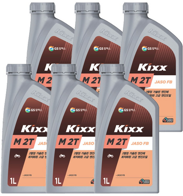 예초기용 2사이클 가솔린 엔진 오일 Kixx M 2T JASO FB 2스트로크 2행정, 6개, 1L