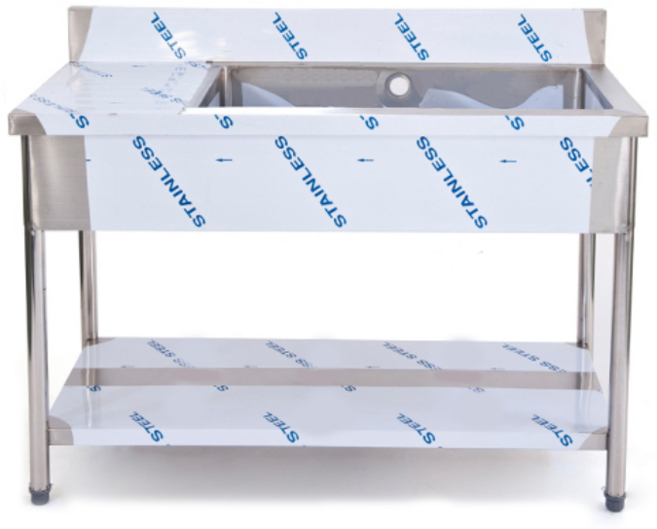 업소용 씽크대 1200 1조 좌날 2/3통 싱크 개수대 세정대 조리대 배수구포함, 씽크대+배수구포함