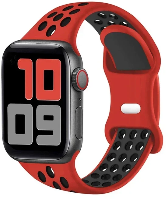 애플워치 울트라2 시리즈 49mm 팔찌 호환 실리콘 스포츠 SE 스트랩, 1세트, Red black