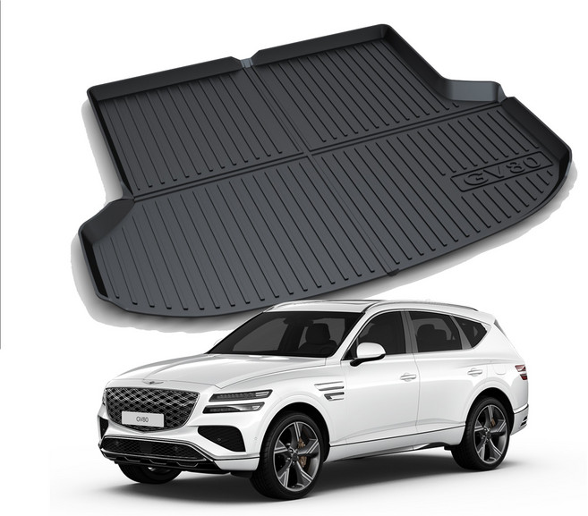 리얼핏 GV80 페이스리프트(24년~현재) 5인승 트렁크매트 카본디자인 논슬립 3D TPE [호환], 카본블랙