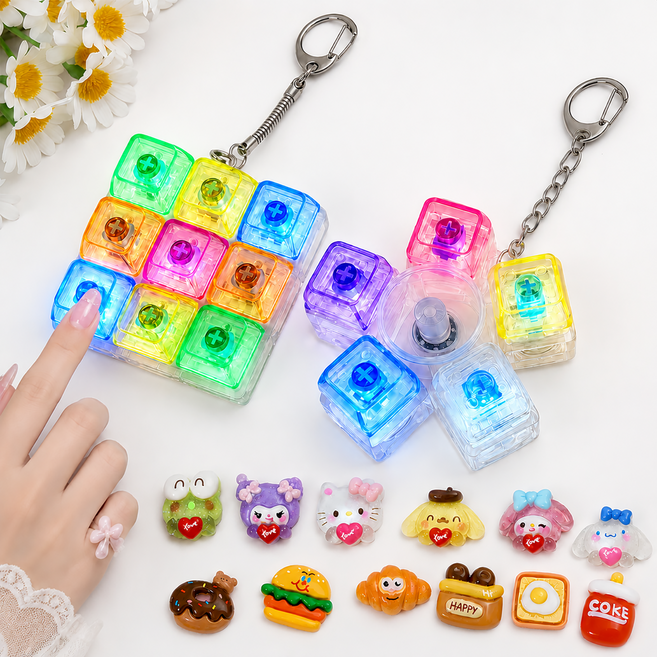 6위 - WAIJER LED 키캡 키링 9구 5구 만들기 세트 캐릭터장식 6종 디저트장식 6종 DIY 클릭커 피젯토이
