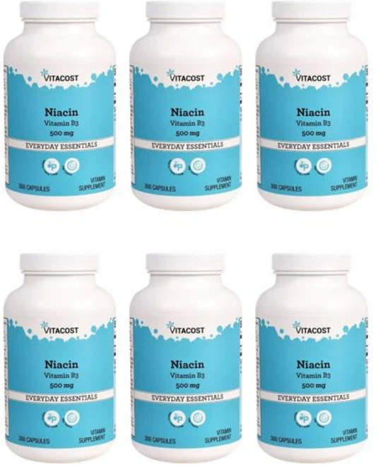 비타코스트 나이아신 비타민 B3 500mg 캡슐 300정, 6개 - 쿠팡