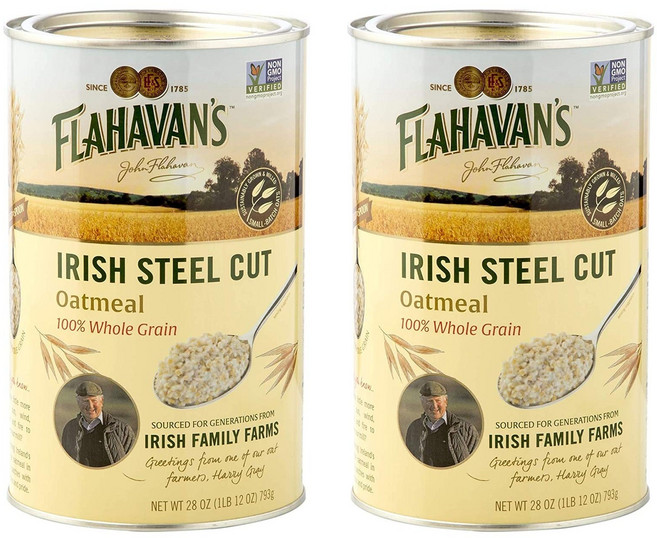 플라하반스 아이리시 스틸 컷 오트밀 2개 팩 Flahavan’s Irish Steel Cut Oatmeal 28 Ounce 100% Whole Grain Oats Non-GM, 1개